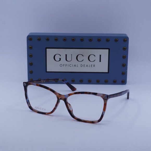 Gucci GG0025O 015 Cat Eye Eyeglasses - Coloured Havana 58mm - Picture 1 of 10